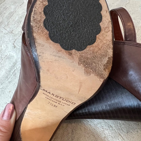 Max Studio Brown Peep Toe Slingback Mary Jane 7.5 - Picture 4 of 4